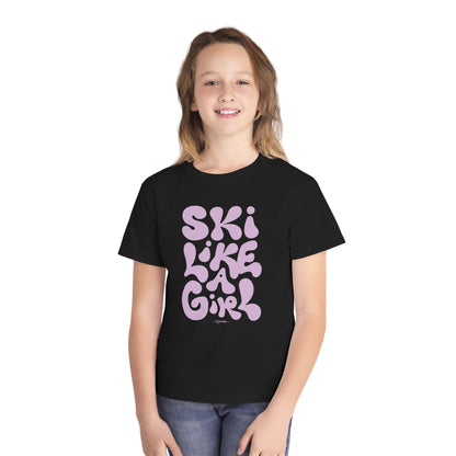 'Ski Like a Girl' Youth Cotton T-Shirt