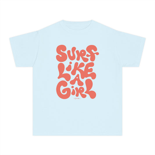 'Surf Like a Girl' Youth Cotton T-Shirt