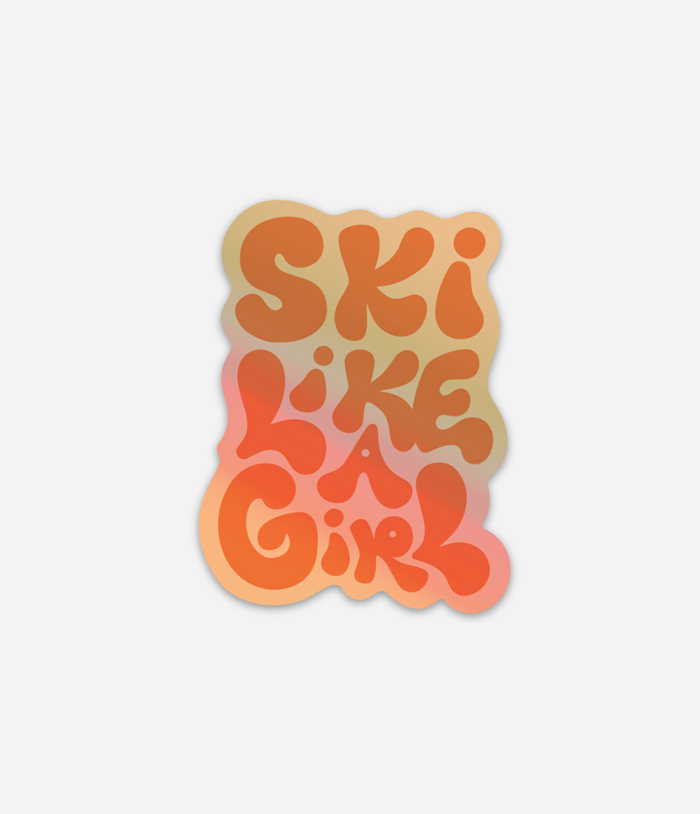 'Ski Like A Girl' Holographic Sticker