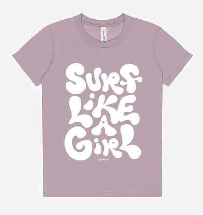 'Surf Like a Girl' Youth Cotton T-Shirt