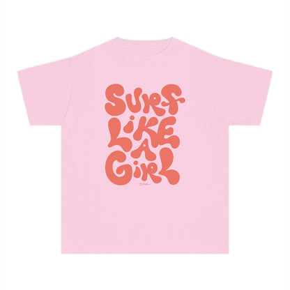 'Surf Like a Girl' Youth Cotton T-Shirt